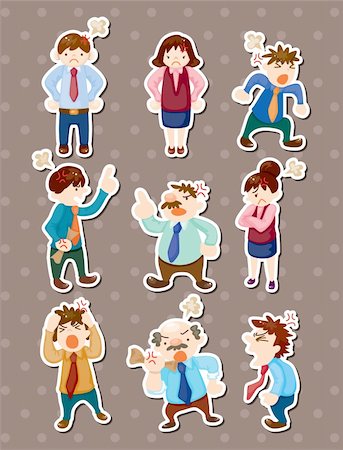 draw face female - angry office worker stickers Foto de stock - Super Valor sin royalties y Suscripción, Código: 400-06472058