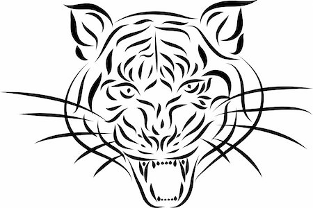 simsearch:400-06131670,k - Abstract tattoo tiger, vector illustration Stock Photo - Budget Royalty-Free & Subscription, Code: 400-06472344