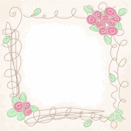 simsearch:400-06199402,k - Vector floral pink doodle frame. Romantik background Stock Photo - Budget Royalty-Free & Subscription, Code: 400-06472453