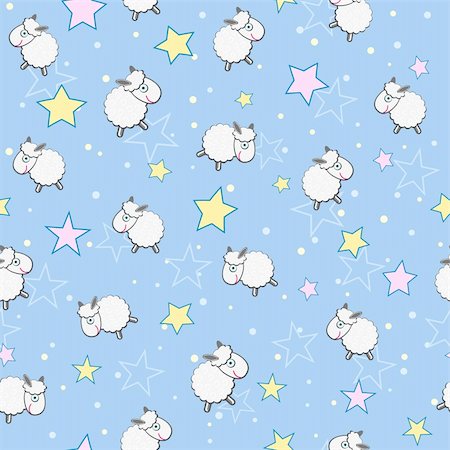White Sheeps in Star Sky Seamless Pattern Stock Photo - Budget Royalty-Free & Subscription, Code: 400-06472642