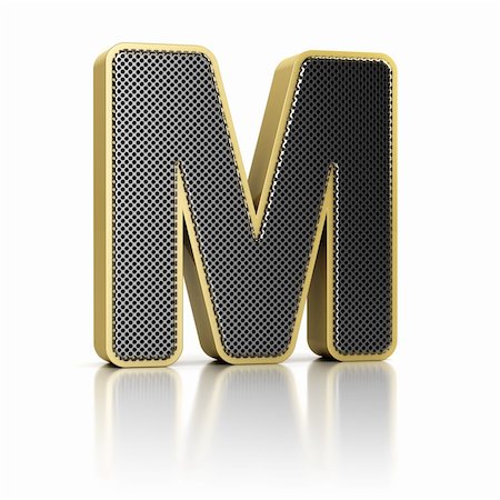 The letter M as a perforated metal object over white Stock Photo - Budget Royalty-Free & Subscription, Code: 400-06473187