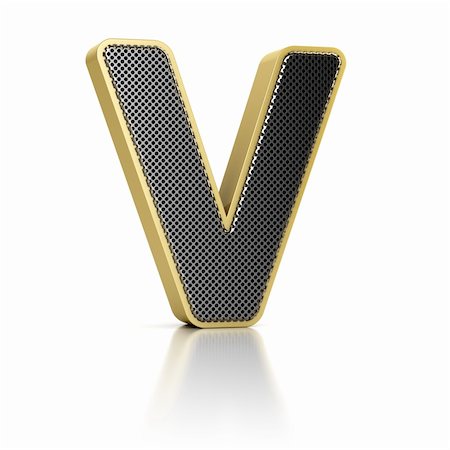 The letter V as a perforated metal object over white Stock Photo - Budget Royalty-Free & Subscription, Code: 400-06473199