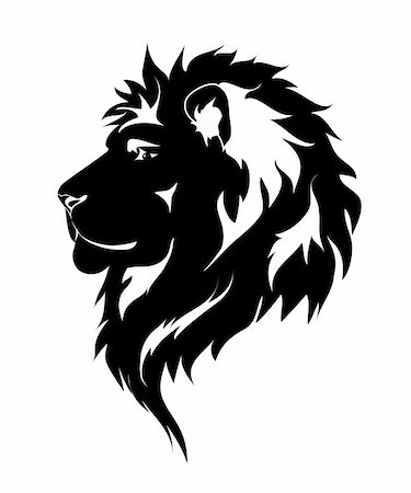 Graphic lion, black and white drawing for tattoo. Stock Photo - Budget Royalty-Free & Subscription, Code: 400-06473297