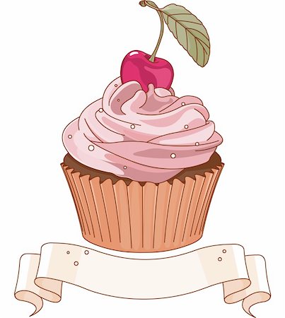 Beautiful cupcake with cherry on the top Stock Photo - Budget Royalty-Free & Subscription, Code: 400-06473478