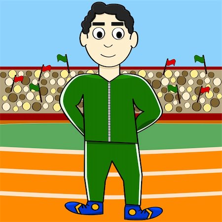 drawing of a racing man - Cartoon illustration showing an athlete inside a stadium Stock Photo - Budget Royalty-Free & Subscription, Code: 400-06473718