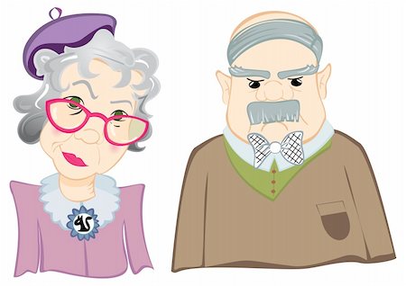 Portrait of grandfather and grandmother on illustration Foto de stock - Super Valor sin royalties y Suscripción, Código: 400-06473768