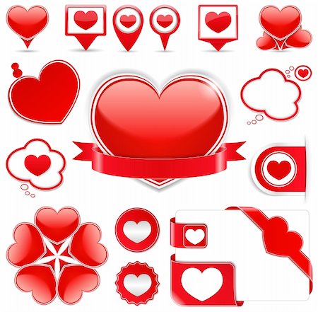 Set of different design elements with hearts, vector eps10 illustration Stock Photo - Budget Royalty-Free & Subscription, Code: 400-06484786