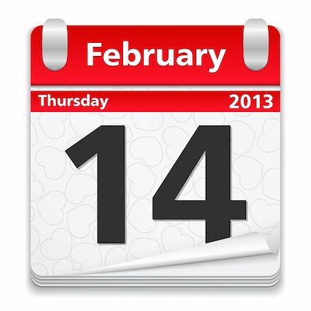 Calendar with 14 february, vector eps10 illustration Stock Photo - Budget Royalty-Free & Subscription, Code: 400-06484818
