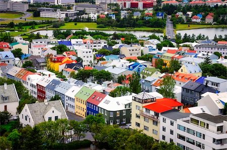 Reykjavik city bird view of colorful houses, Iceland Stock Photo - Budget Royalty-Free & Subscription, Code: 400-06485070