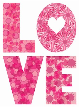 simsearch:400-06418836,k - LOVE Alphabet Letters Outline with Flowers Pattern Illustration Isolated on White Background Stock Photo - Budget Royalty-Free & Subscription, Code: 400-06480213
