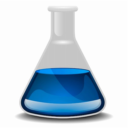 illustration of a glass flask with blue liquid Foto de stock - Super Valor sin royalties y Suscripción, Código: 400-06481563
