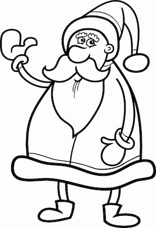 simsearch:400-08708552,k - Cartoon Illustration of Funny Santa Claus or Papa Noel or Father Christmas for Coloring Book Stock Photo - Budget Royalty-Free & Subscription, Code: 400-06482149