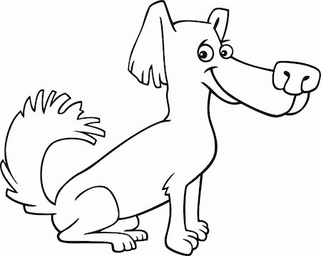 simsearch:400-04214443,k - Cartoon Illustration of Funny Little Shaggy Dog for Coloring Book or Page Stock Photo - Budget Royalty-Free & Subscription, Code: 400-06482140