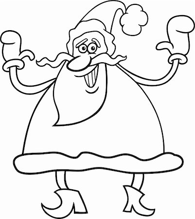 simsearch:400-08708552,k - Cartoon Illustration of Funny Santa Claus or Papa Noel or Father Christmas for Coloring Book Stock Photo - Budget Royalty-Free & Subscription, Code: 400-06482150