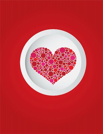 simsearch:400-06418836,k - Happy Valentines Day Polka Dots Heart in Circle on Red Background Illustration Stock Photo - Budget Royalty-Free & Subscription, Code: 400-06483929