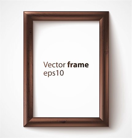 Wooden rectangular 3d photo frame with shadow. Vector illustration Stock Photo - Budget Royalty-Free & Subscription, Code: 400-06514088
