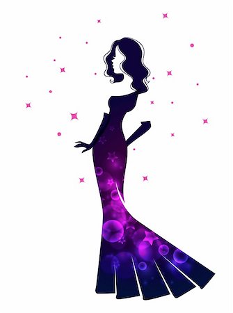 Vector illustration of Woman silhouette in dress Stock Photo - Budget Royalty-Free & Subscription, Code: 400-06514443