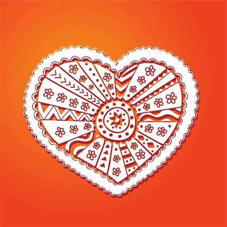 Valentine's white Lace heart on the red background Stock Photo - Budget Royalty-Free & Subscription, Code: 400-06516413