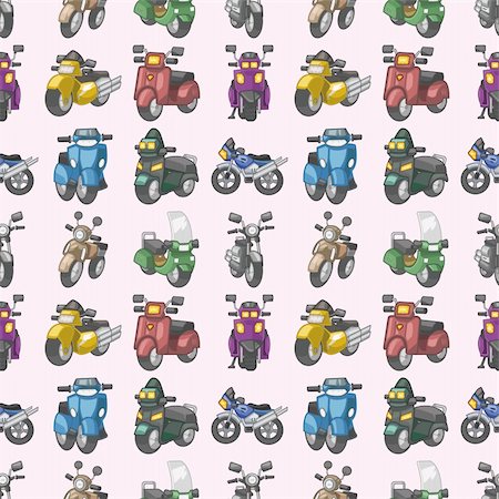 seamless motorcycles pattern,cartoon vector illustration Stock Photo - Budget Royalty-Free & Subscription, Code: 400-06517173