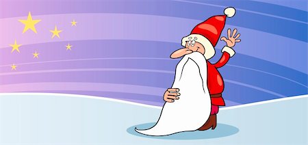 simsearch:400-08708552,k - Greeting Card Cartoon Illustration of Santa Claus or Papa Noel or Father Christmas with Star Stock Photo - Budget Royalty-Free & Subscription, Code: 400-06517585