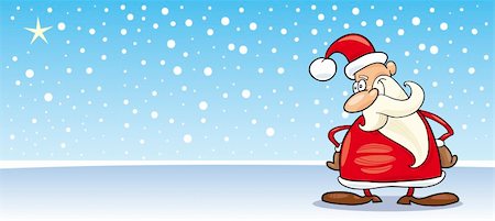 simsearch:400-08708552,k - Greeting Card Cartoon Illustration of Santa Claus or Papa Noel or Father Christmas with Star Stock Photo - Budget Royalty-Free & Subscription, Code: 400-06517587