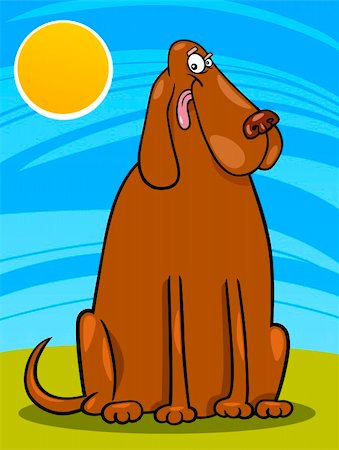 simsearch:400-04214443,k - Cartoon Illustration of Funny Big Brown Dog against Blue Sky with Sun Stock Photo - Budget Royalty-Free & Subscription, Code: 400-06517616