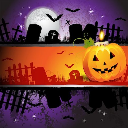 Halloween card design with pumpkin and cemetery Stock Photo - Budget Royalty-Free & Subscription, Code: 400-06513220