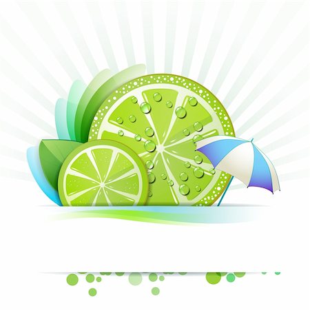 simsearch:400-06513460,k - Slice of lime with umbrella Stock Photo - Budget Royalty-Free & Subscription, Code: 400-06513461
