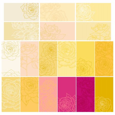 Collection of one colored, simple floral backgrounds with roses for gift tag, business card etc. Stock Photo - Budget Royalty-Free & Subscription, Code: 400-06513805