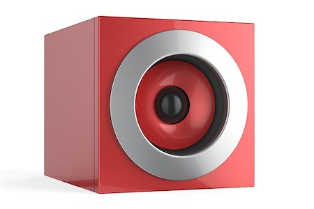 Modern red audio speaker on white background Stock Photo - Budget Royalty-Free & Subscription, Code: 400-06524754