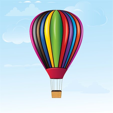 simsearch:400-06642893,k - Hot air balloon in sky with bamboo basket texture. Detailed vector icon illustration. Foto de stock - Super Valor sin royalties y Suscripción, Código: 400-06525026