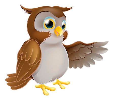 simsearch:400-07995476,k - An illustration of a cute cartoon owl character pointing or showing something with his wing Stock Photo - Budget Royalty-Free & Subscription, Code: 400-06525993