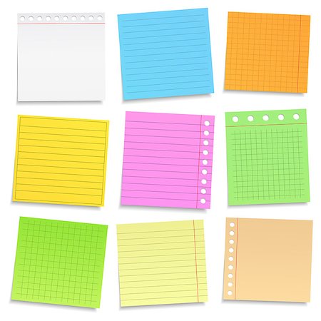 Set of different colored paper notes, vector eps10 illustration Stock Photo - Budget Royalty-Free & Subscription, Code: 400-06526017
