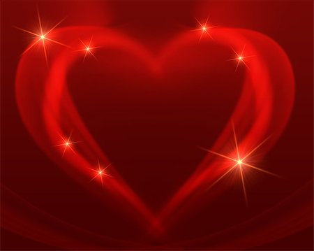 simsearch:400-05887181,k - shining heart drawing by red lines, stars with rays of light Stock Photo - Budget Royalty-Free & Subscription, Code: 400-06526210