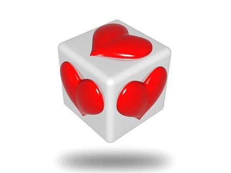simsearch:400-05887181,k - 3d grey die with red hearts isolated Stock Photo - Budget Royalty-Free & Subscription, Code: 400-06526224