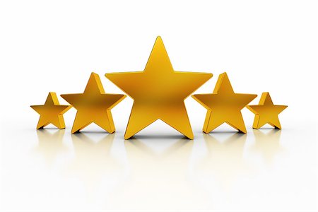 ranked - Five golden stars over white background representing excellence Stock Photo - Budget Royalty-Free & Subscription, Code: 400-06526928