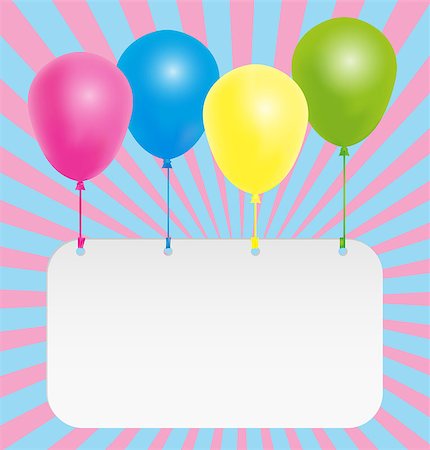 Happy Birthday Card- Color Balloons With Signboard With Copyspace Stock Photo - Budget Royalty-Free & Subscription, Code: 400-06528694