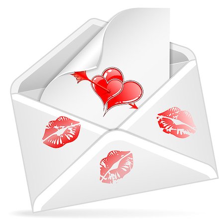 Letter Happy Valentine's Day, with prints of lips and hearts with arrow, vector isolated on white background Stock Photo - Budget Royalty-Free & Subscription, Code: 400-06529264