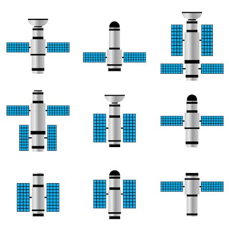 simsearch:400-04024242,k - Set of space satellites on the white background. Also available as a Vector in Adobe illustrator EPS 8 format, compressed in a zip file. Stock Photo - Budget Royalty-Free & Subscription, Code: 400-06529473