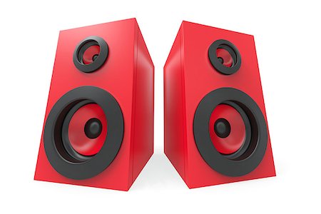Red stereo speakers on white background Stock Photo - Budget Royalty-Free & Subscription, Code: 400-06529499