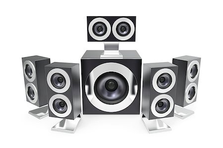 5.1 surround system on white background Stock Photo - Budget Royalty-Free & Subscription, Code: 400-06529501