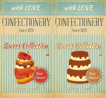 Set of Retro Menu with Cake for Confectionery. Vector Illustration. Stock Photo - Budget Royalty-Free & Subscription, Code: 400-06529636