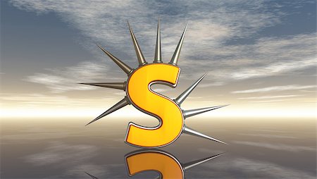 letter s with metal prickles under cloudy blue sky - 3d illustration Stock Photo - Budget Royalty-Free & Subscription, Code: 400-06529668