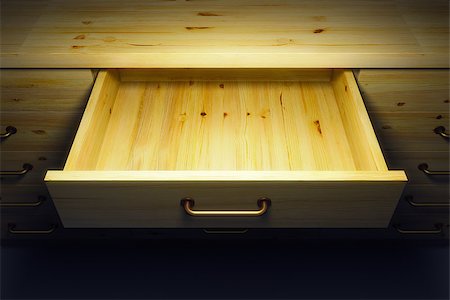 wooden cupboard with opened empty drawer Stock Photo - Budget Royalty-Free & Subscription, Code: 400-06529899