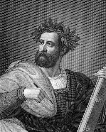 simsearch:400-05228888,k - Ludovico Ariosto (1474-1533) on engraving from 1859. Italian poet. Engraved by C.Barth and published in Meyers Konversations-Lexikon, Germany,1859. Stock Photo - Budget Royalty-Free & Subscription, Code: 400-06520339