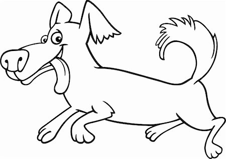 simsearch:400-04214443,k - Cartoon Illustration of Funny Little Running Shaggy Dog for Coloring Book or Coloring Page Stock Photo - Budget Royalty-Free & Subscription, Code: 400-06520997