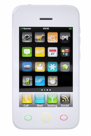 simsearch:400-04376796,k - White smartphone. Isolated render on a white background Foto de stock - Super Valor sin royalties y Suscripción, Código: 400-06521628