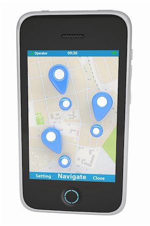 simsearch:700-03178533,k - Smartphone with navigation map. Isolated render on a white background Photographie de stock - Aubaine LD & Abonnement, Code: 400-06521874