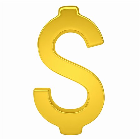 simsearch:400-05388219,k - Gold dollar sign. Isolated render on a white background Stock Photo - Budget Royalty-Free & Subscription, Code: 400-06521904