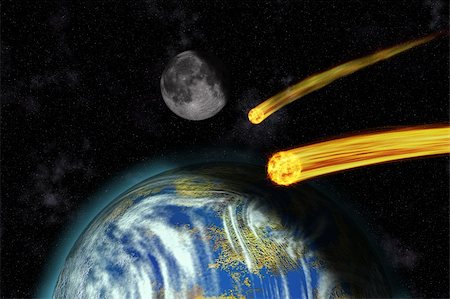 Flaming Asteroids on Earth, Apocalypse Stock Photo - Budget Royalty-Free & Subscription, Code: 400-06522513